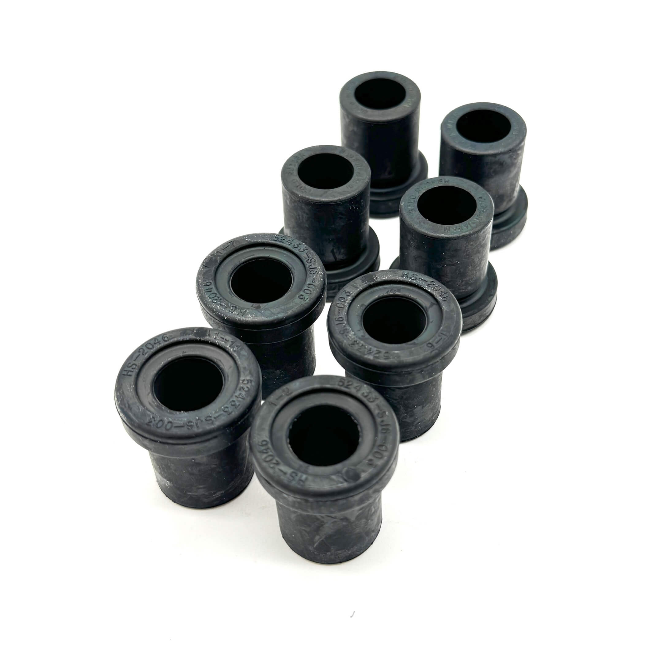 Close-up view of rear spring shackle bushings for Honda Acty Van HH3, HH4 models (1990-1999), showing durable rubber construction.