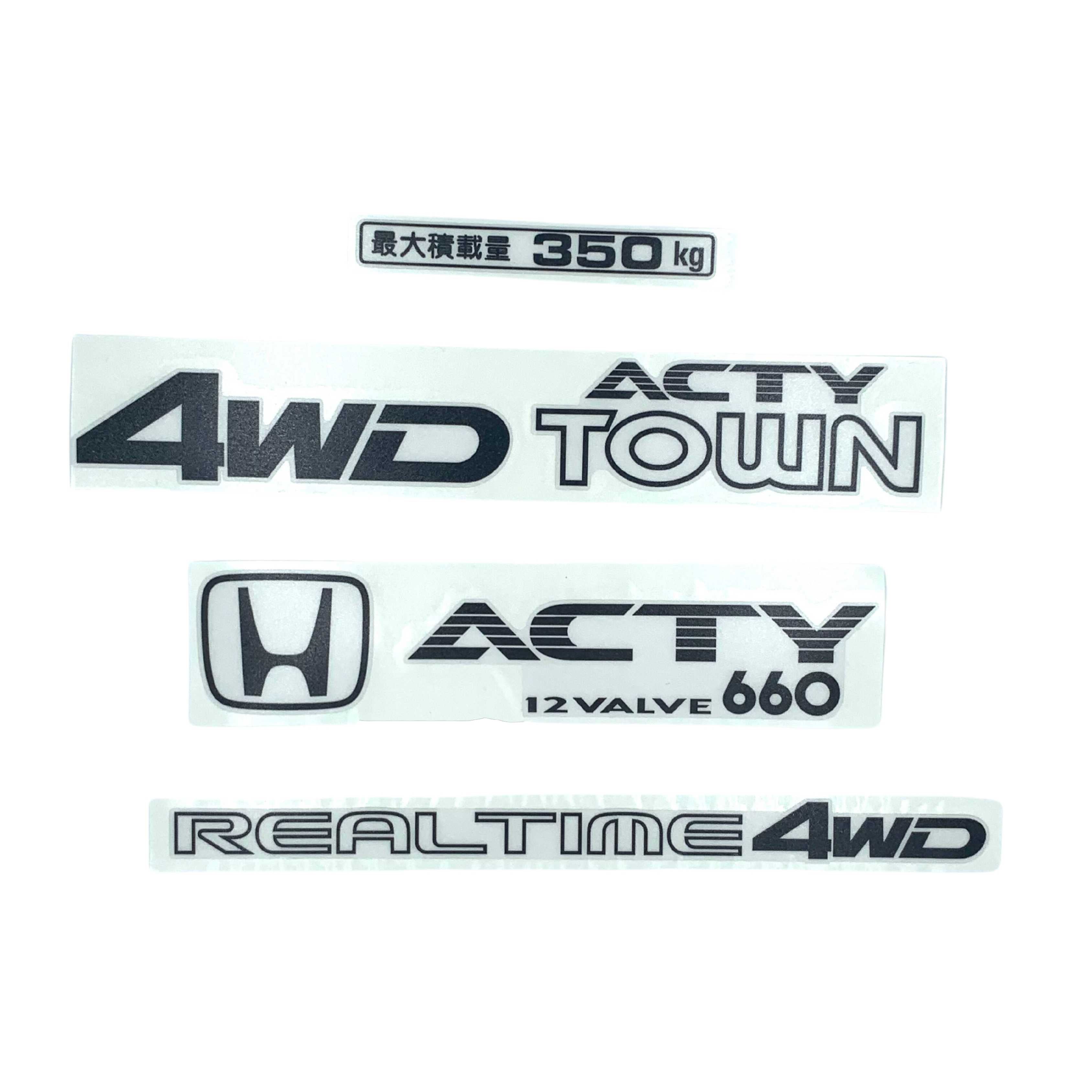 High-quality Honda Acty Replica Decals in OEM Grey displayed on a White background - Perfect for JDM Mini Truck customization and upgrades
