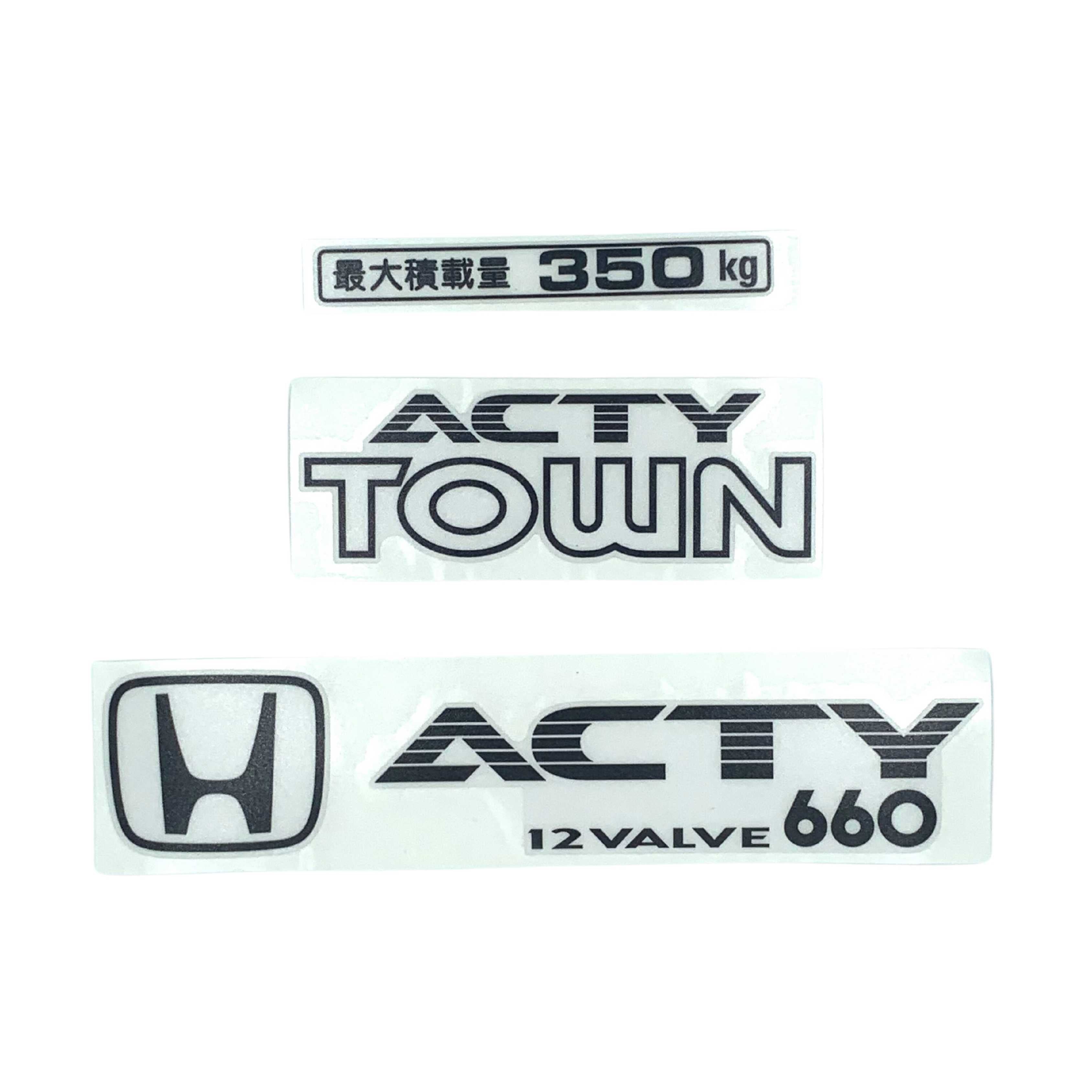 High-quality Honda Acty Replica Decals in OEM Grey displayed on a White background - Perfect for JDM Mini Truck customization and upgrades