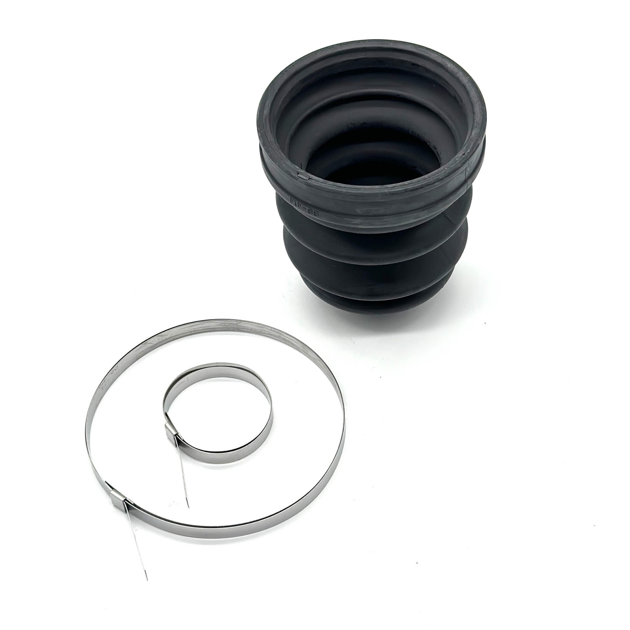 Black CV Boot - Rear, Outer for Honda Acty Truck HA8, HA9 Models (2009-2022) with metal clamps.