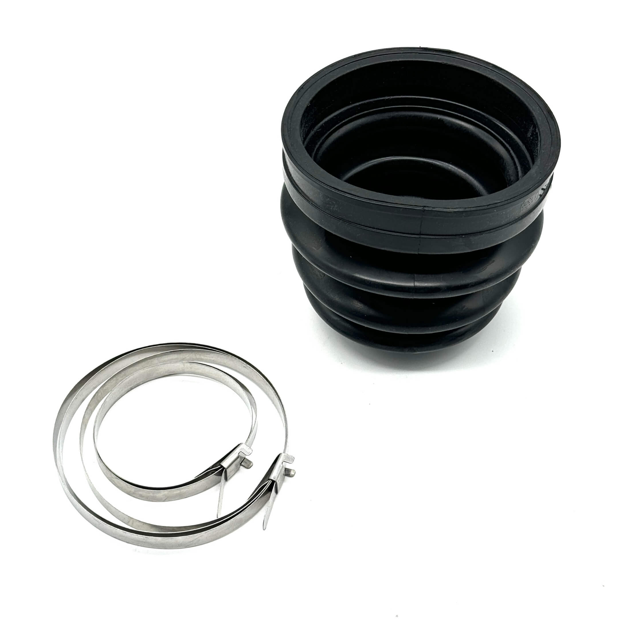 Black CV Boot - Rear, Outer for Honda Acty Truck HA8, HA9 Models (2009-2022) with metal clamps.