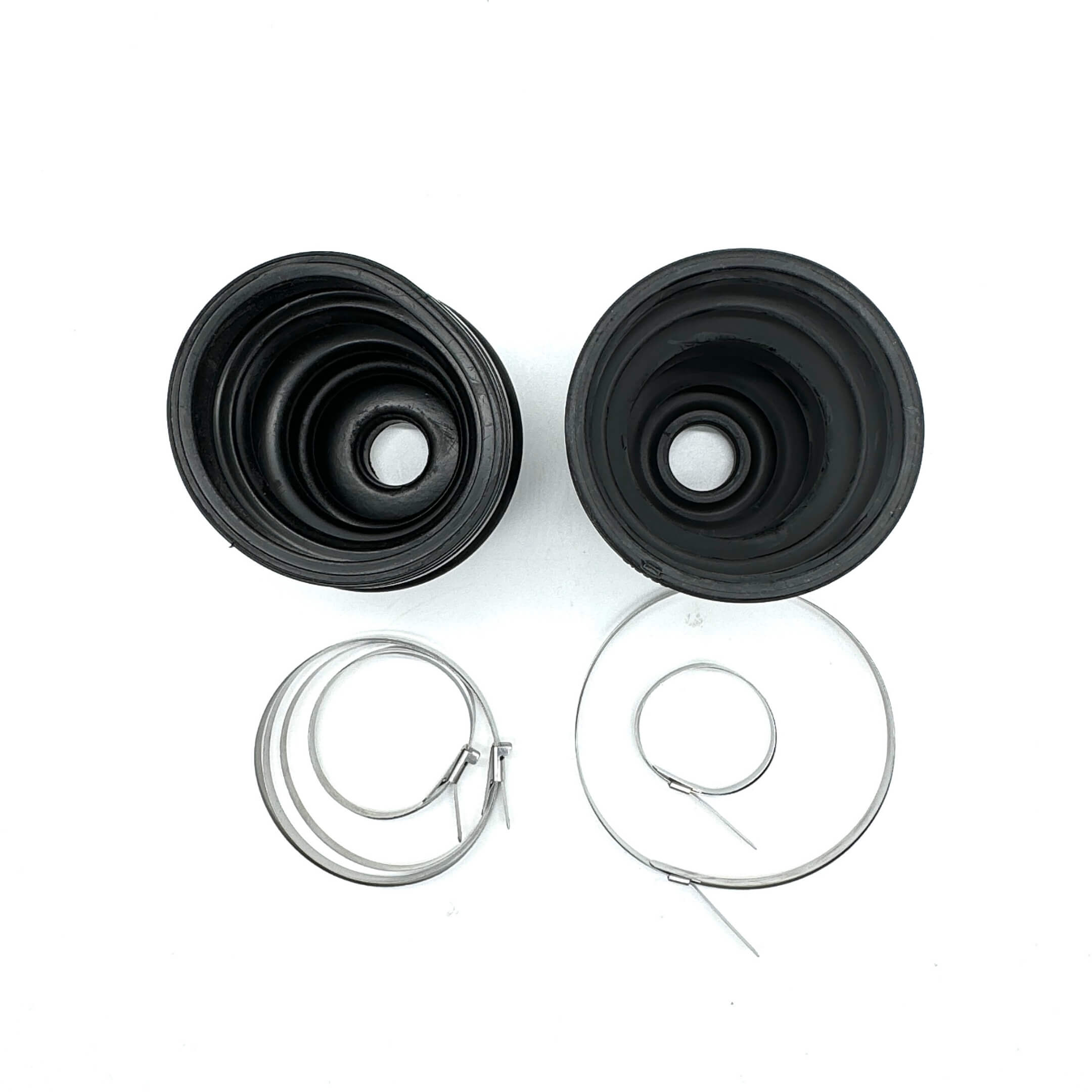 CV Boot Set for Honda Acty Truck HA8, HA9 Models (2009-2022), featuring black rubber rear inner and outer boots with metal clamps.
