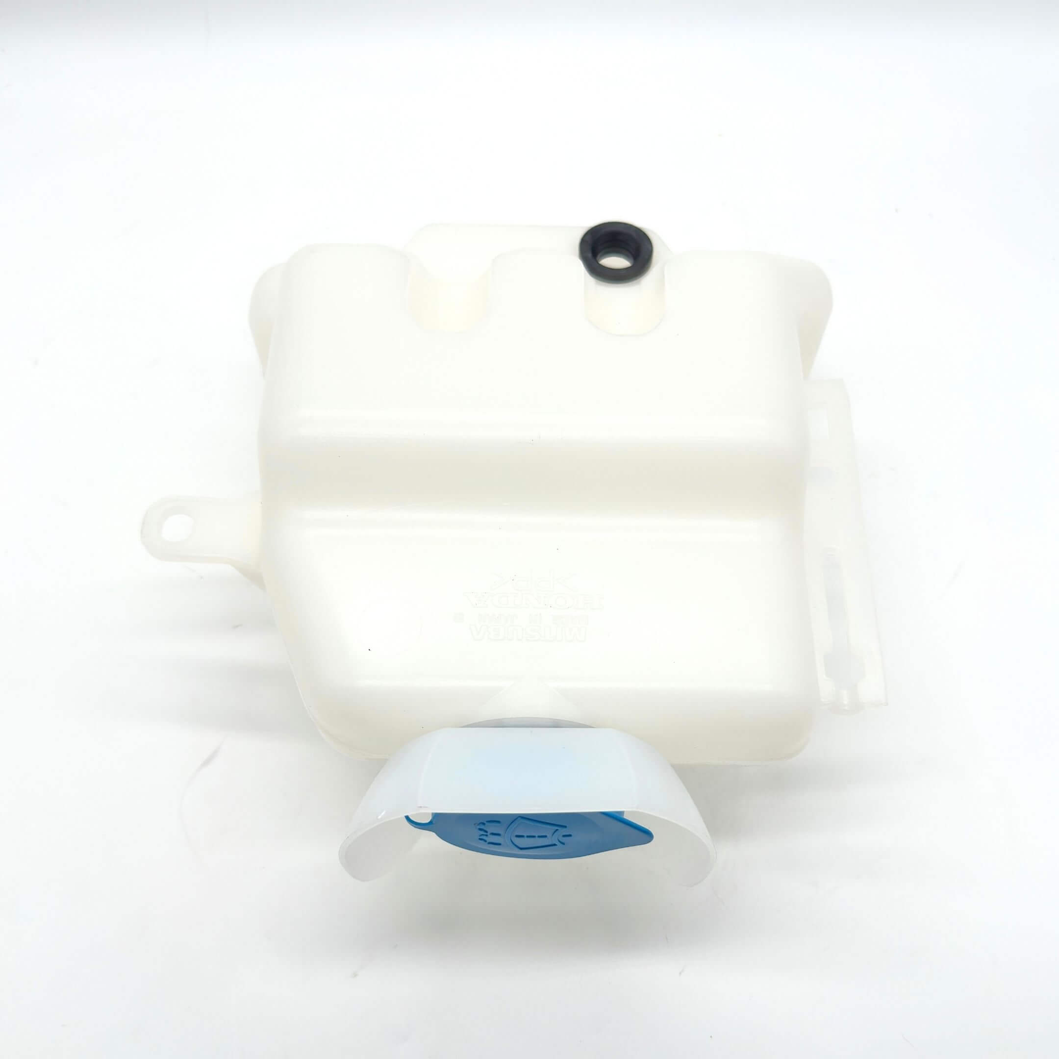 White windshield washer tank for Honda Acty Truck HA8, HA9 models (2009-2022) with blue cap.