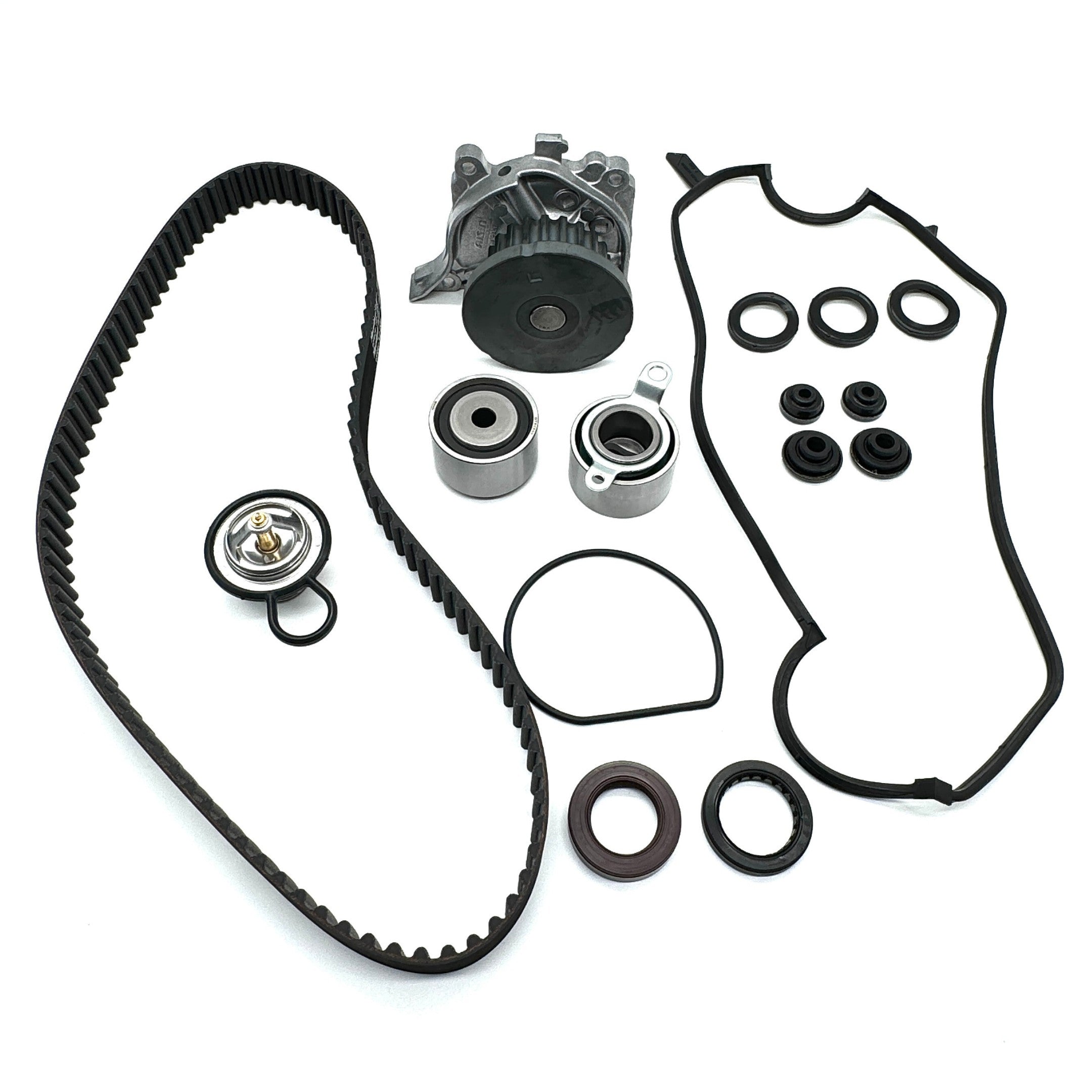 Timing Belt Kit - 15 Piece for Honda Acty Truck HA8, HA9 Models (2009-2022), featuring black belts, metal pulleys, and seals.