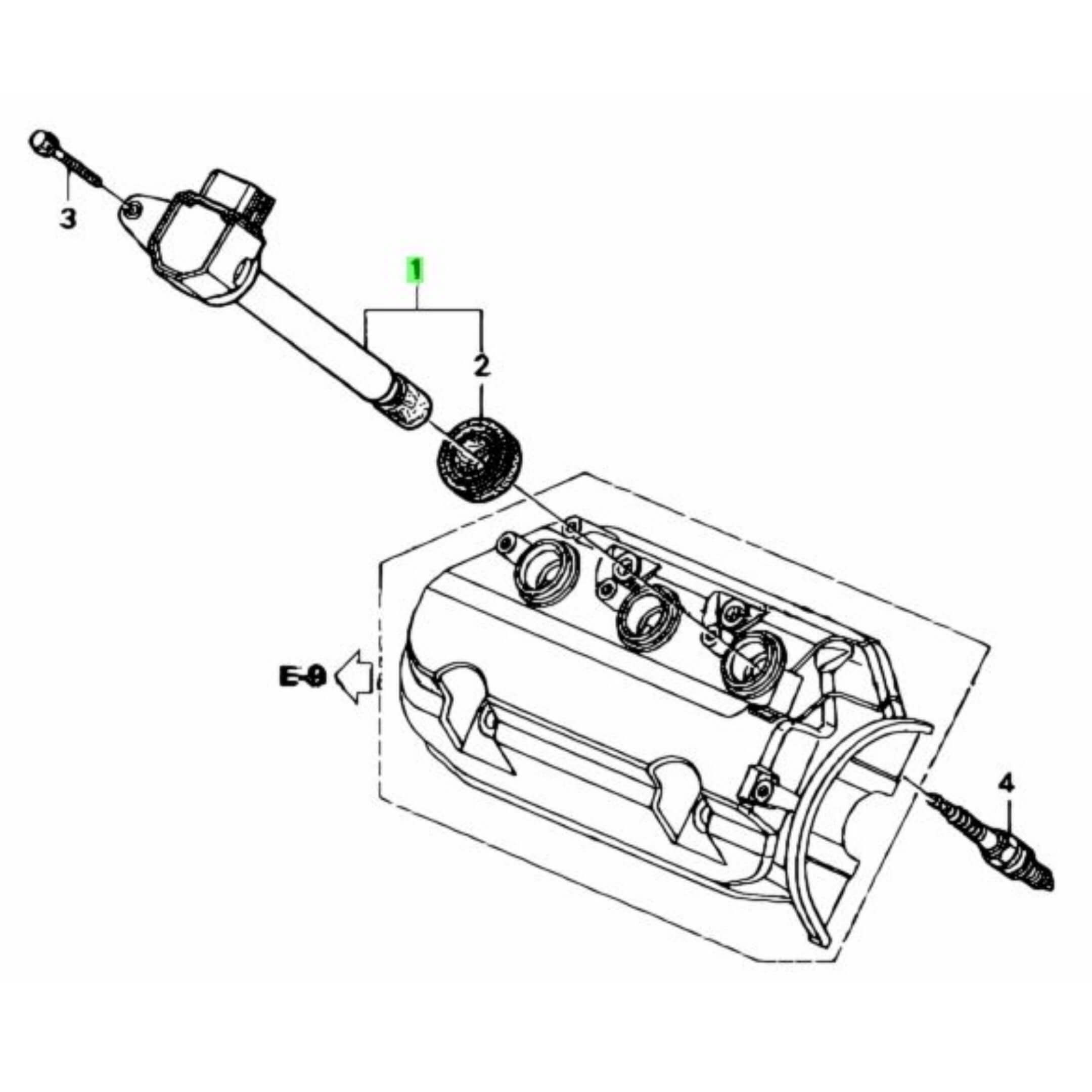 Diagram of Honda Acty engine components featuring NGK ignition coil positioning, suitable for HA6 and HA7 models with E07Z engines.