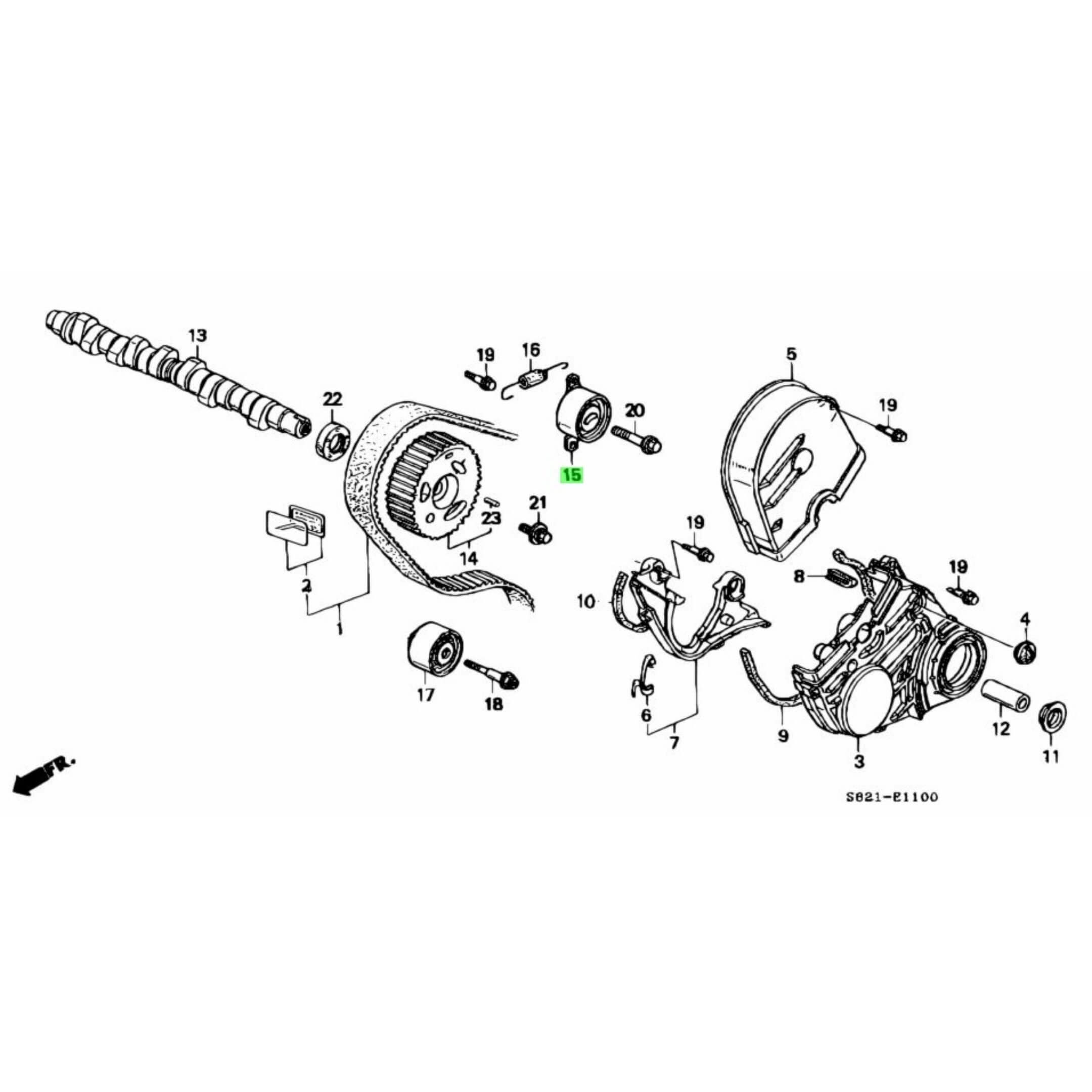 Honda Acty Timing Belt Diagram Featuring Tensioner Pulley for HH3, HH4 Models (1990-1999)