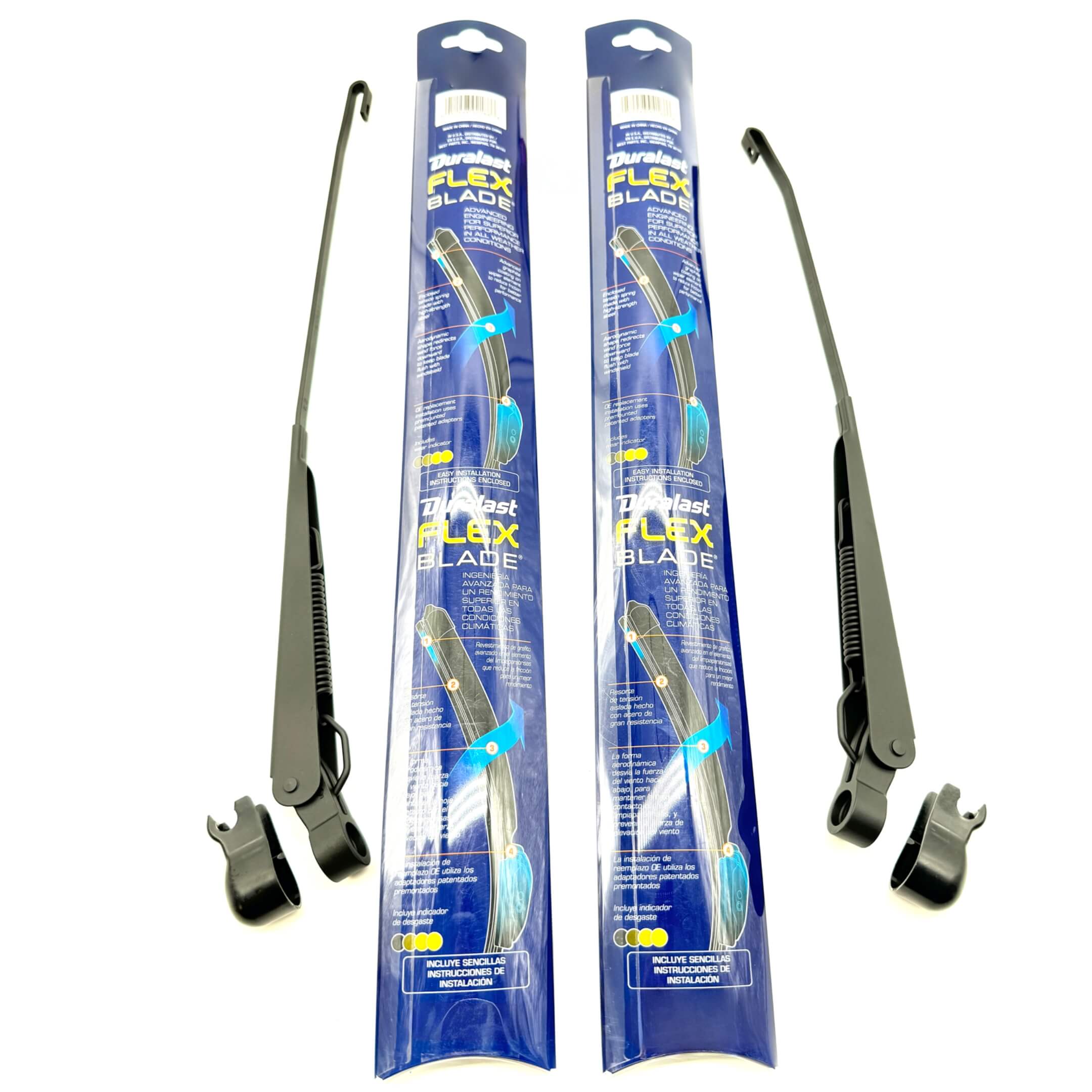 Back view of Honda Wiper Arms and Duralast Flex Wiper Blades packaging for Honda Acty HH1, HH2, HH3, HH4 models 1988-1999