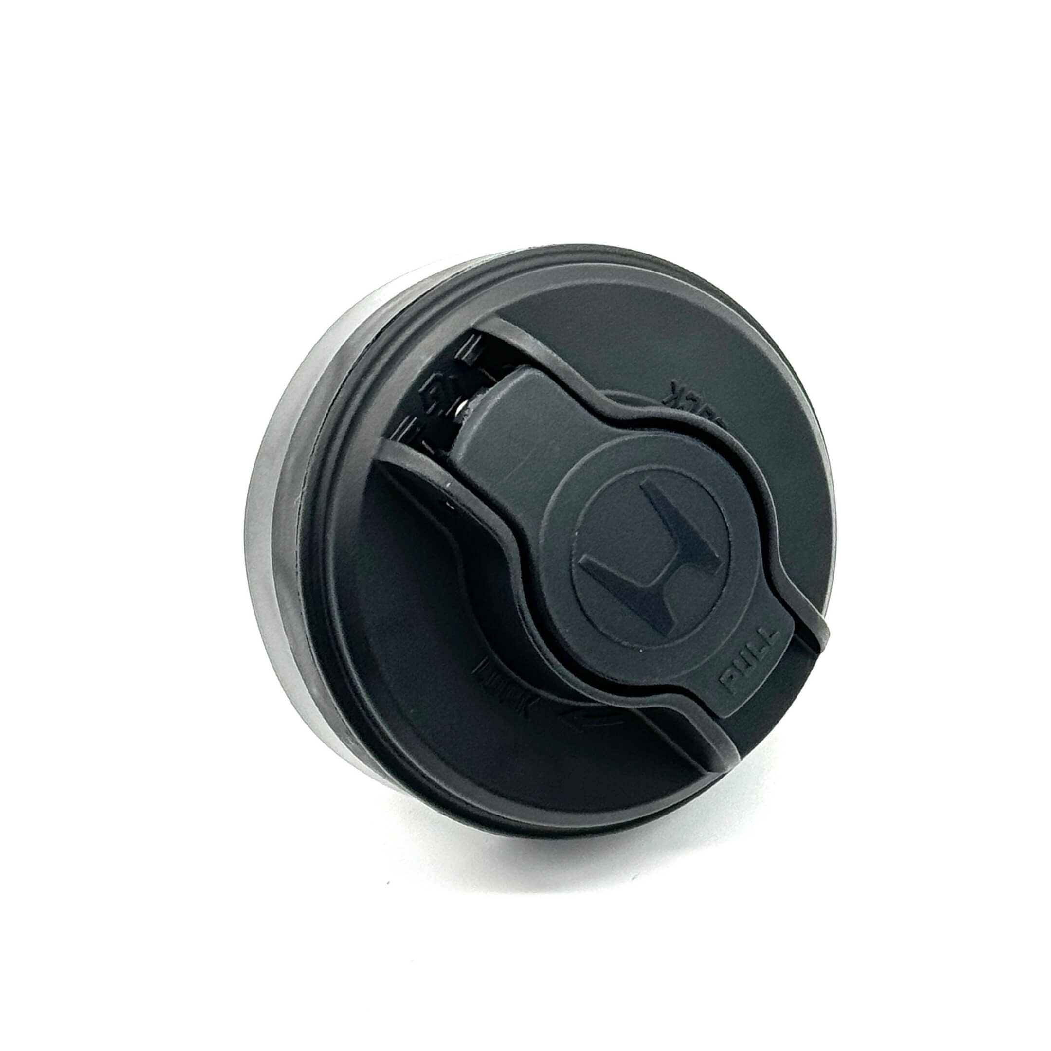 Black fuel cap for Honda Acty Truck HA8, HA9 models (2009-2022) featuring a secure locking mechanism.