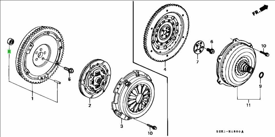 Exploded view of the Clutch Pilot Bearing assembly for Honda Acty Truck HA3, HA4 - 1990-1999 models, highlighting key components.