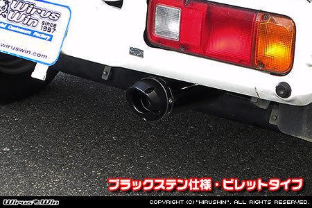 Honda Acty Exhaust - Wirus Win D-Prime Muffler Billet Type in Black Stainless for GBD-HA6 Model (1999-2010).