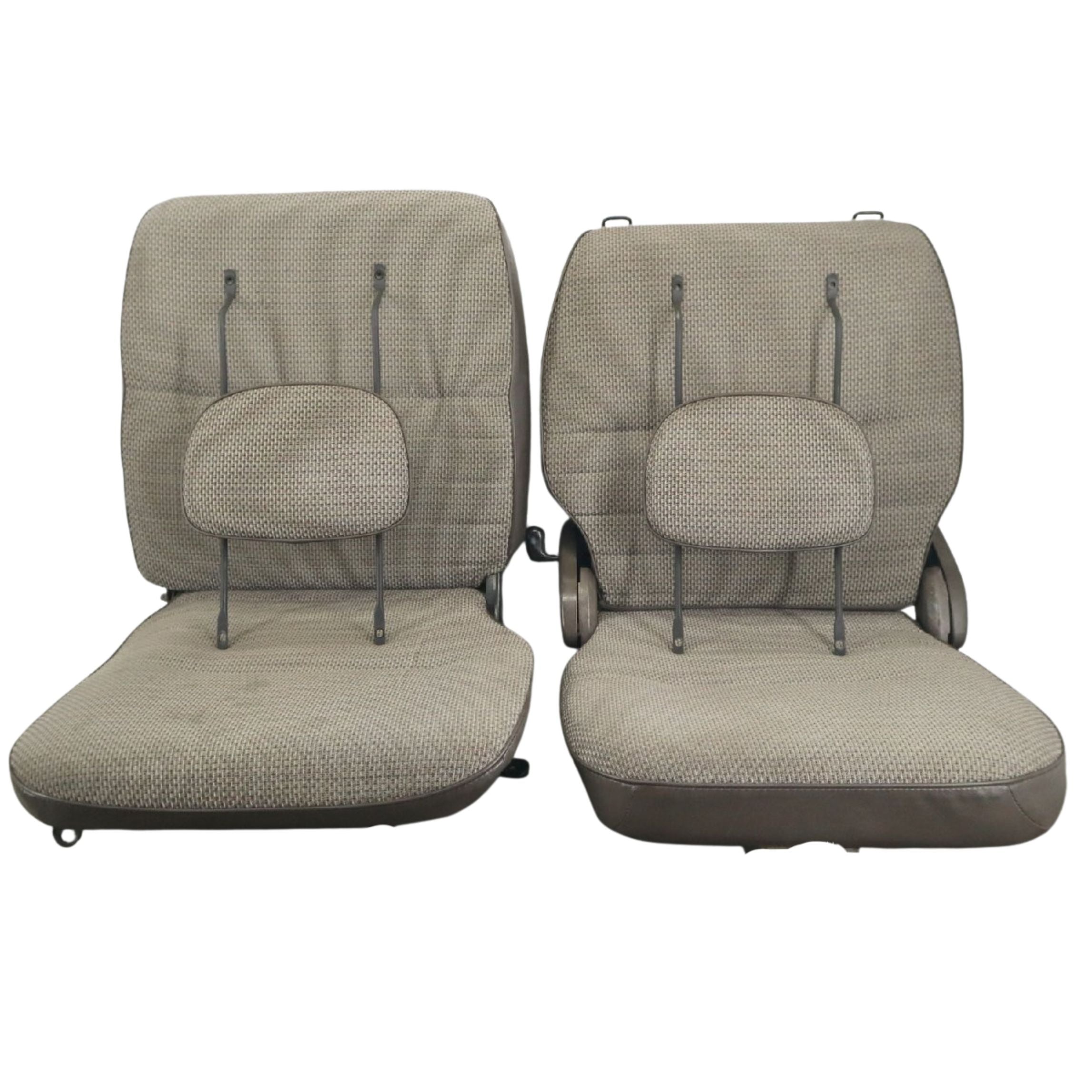 Complete used seat set for Honda Acty Truck HA3 HA4 including driver seat, passenger seat, and headrests.