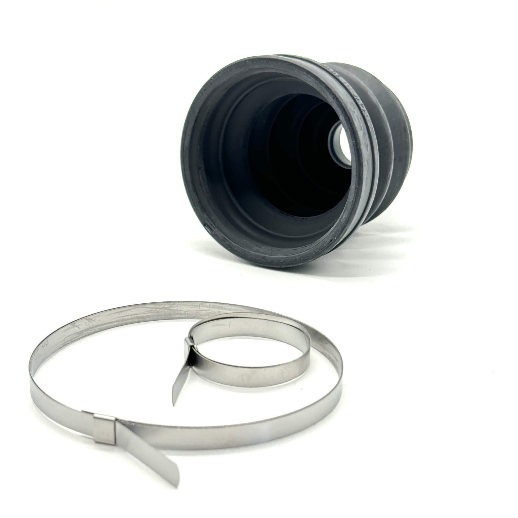 CV Boot - Rear, Outer for Honda Vamos Van HM1, HM2 Models (1999-2018), black rubber with metal clamps.