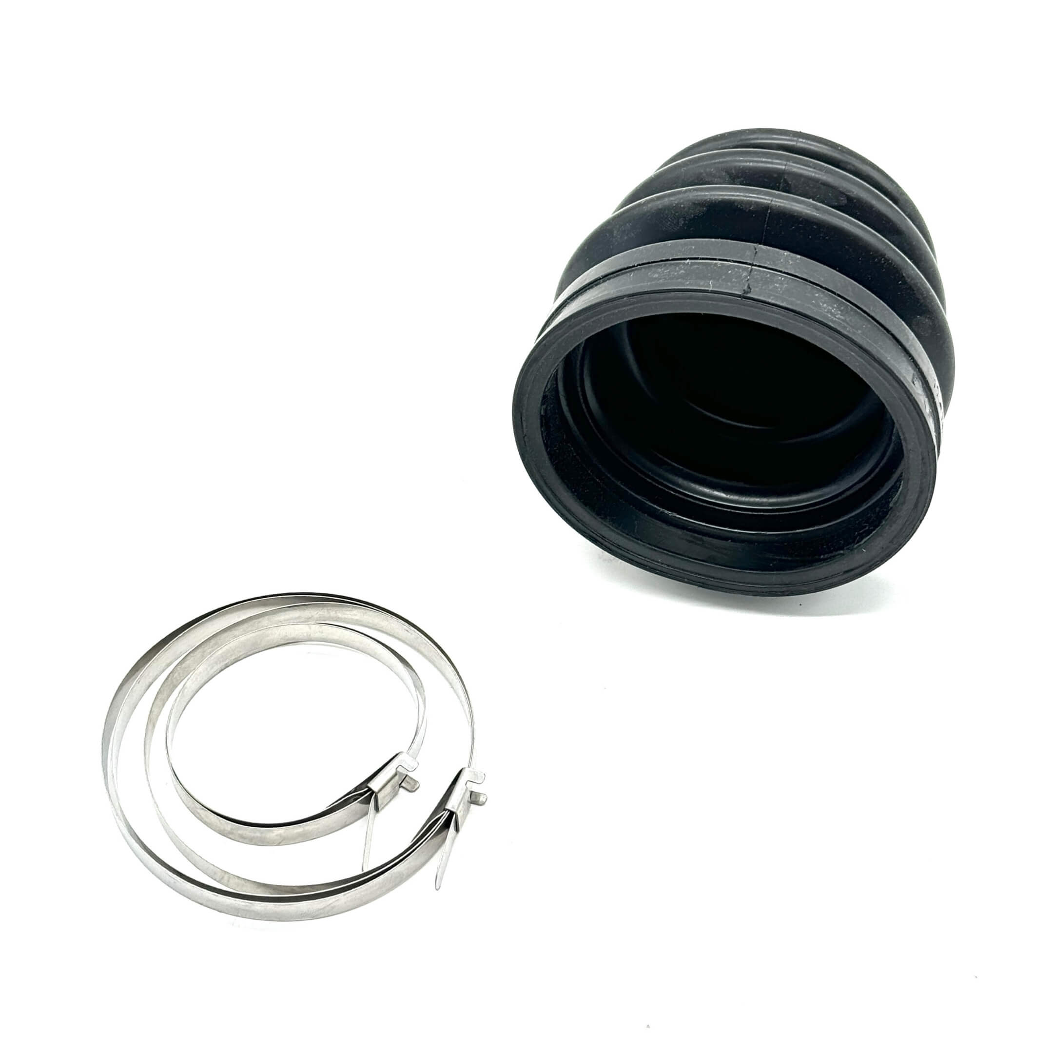 Black CV Boot - Rear, Outer for Honda Acty Van HH5, HH6 Models (1999-2009) with metal clamps.