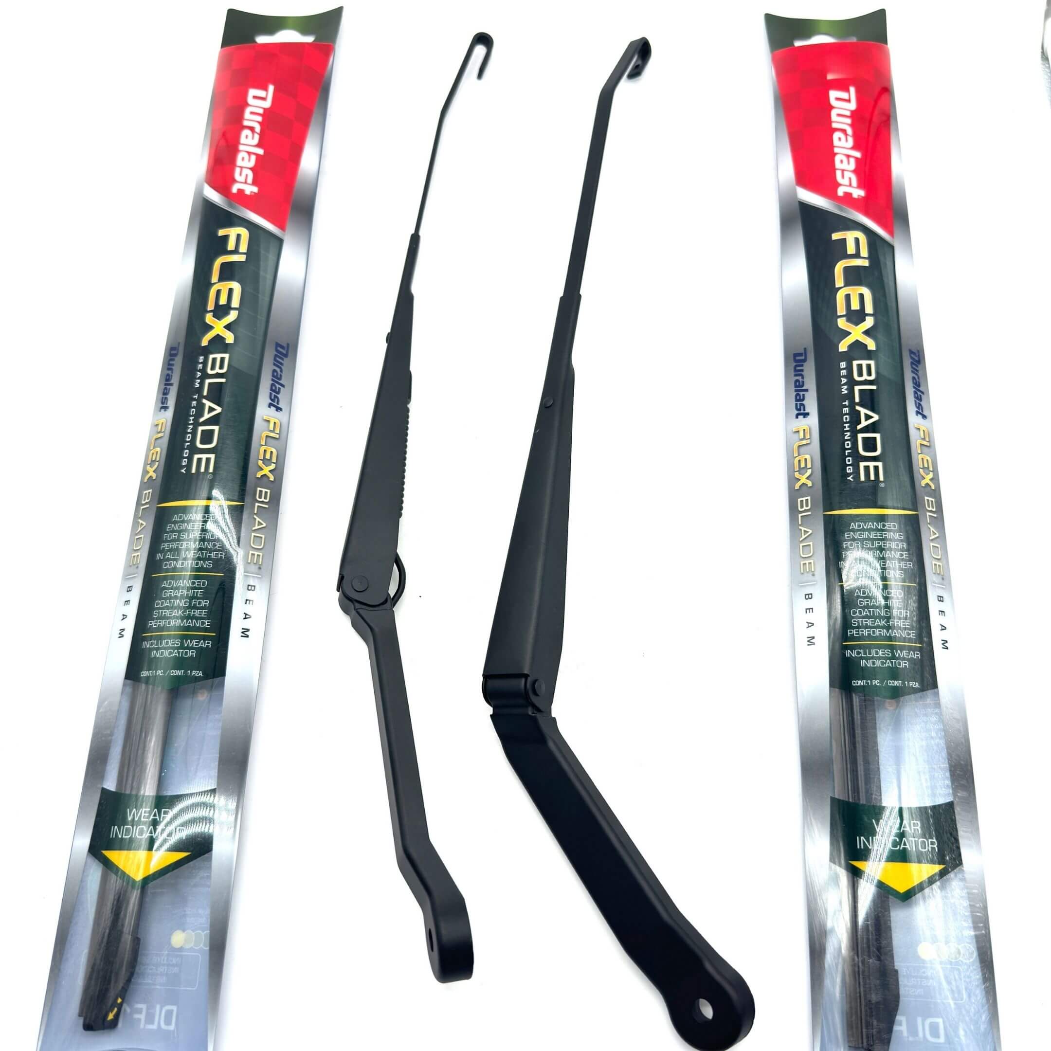 Honda Wiper Arms and Duralast Flex Windshield Wipers for Honda Acty Truck HA8, HA9 Models (2009-2022), featuring sleek black design and adTruckced weather-resistant technology.