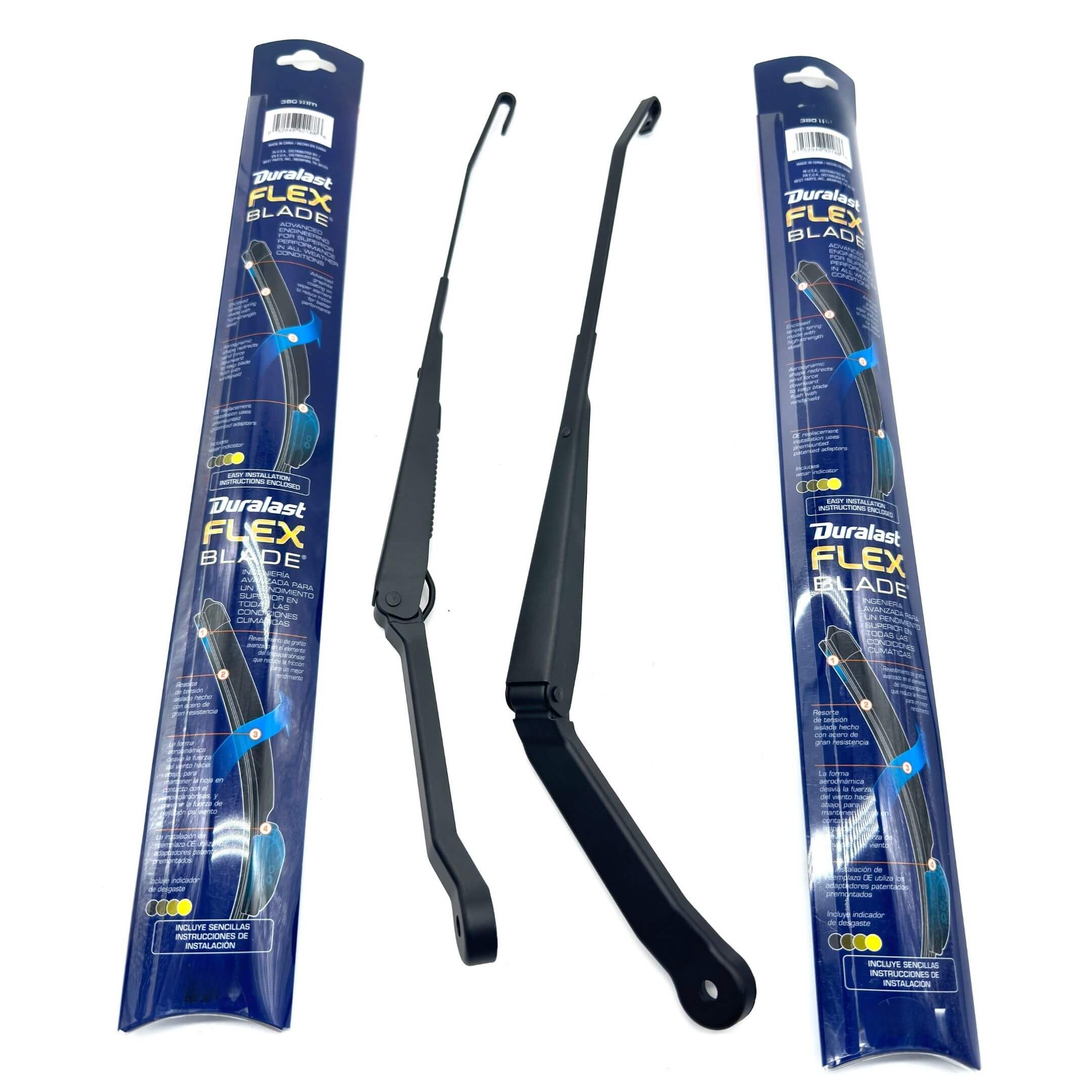 Honda Wiper Arms and Duralast Flex Windshield Wipers for Honda Acty Truck HA8, HA9 Models (2009-2022), featuring sleek black design and flexible blade technology.