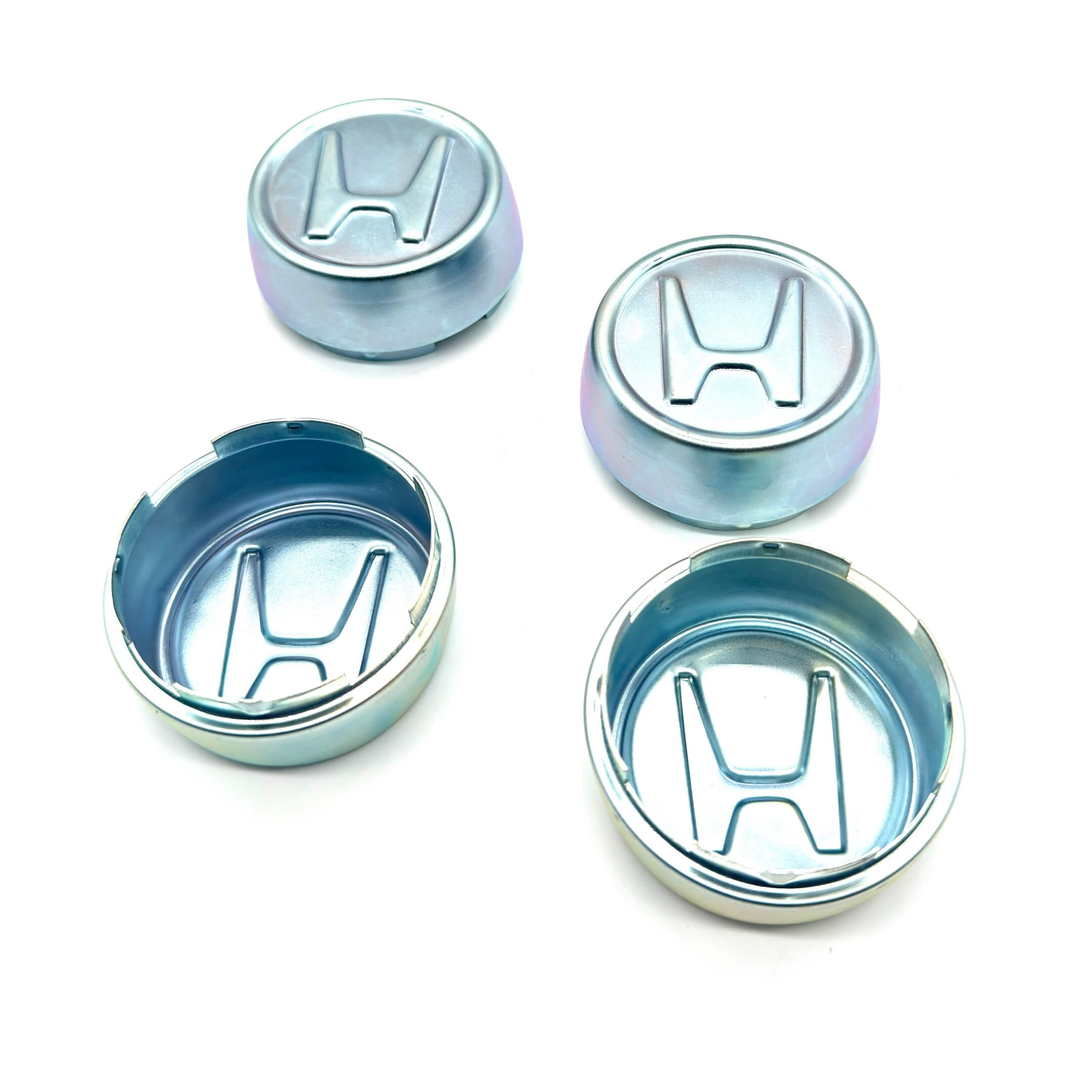 Silver wheel center cap set for Honda Acty Truck HA8, HA9 models, 2009-2022, featuring the Honda logo.