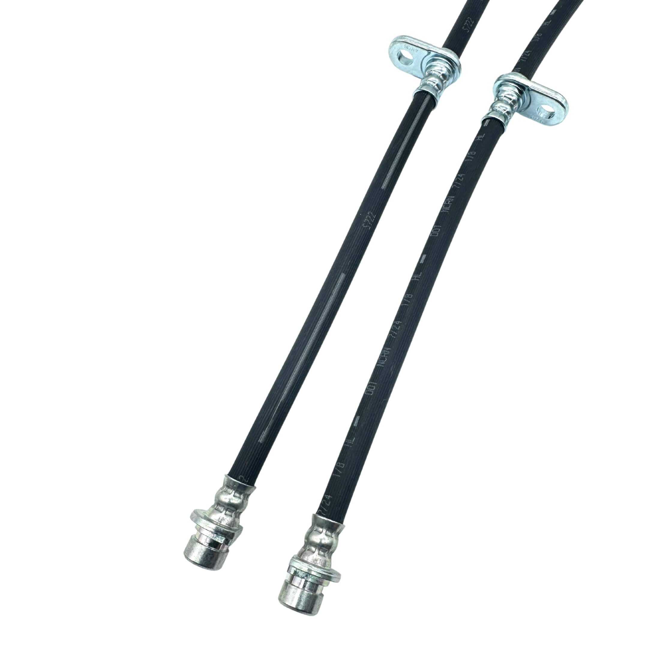 Brake Hose Set - Front for Honda Vamos Van HM1, HM2 Models 1999-2018, featuring durable black rubber construction with metal fittings.