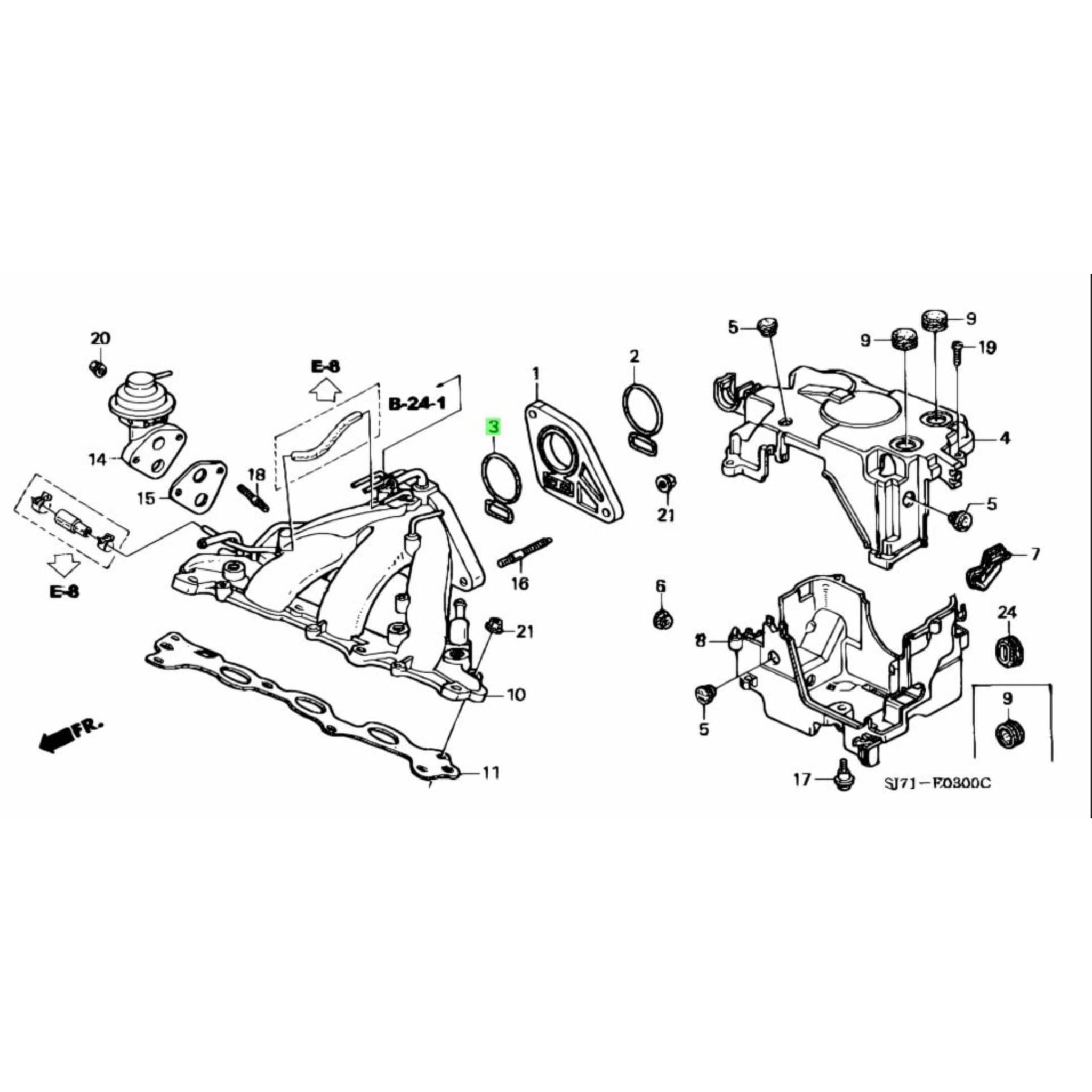 Diagram of Honda Acty Inner Carburetor O-Ring Mount - HH3, HH4 Models 1990-1999 - Genuine Parts Illustration"