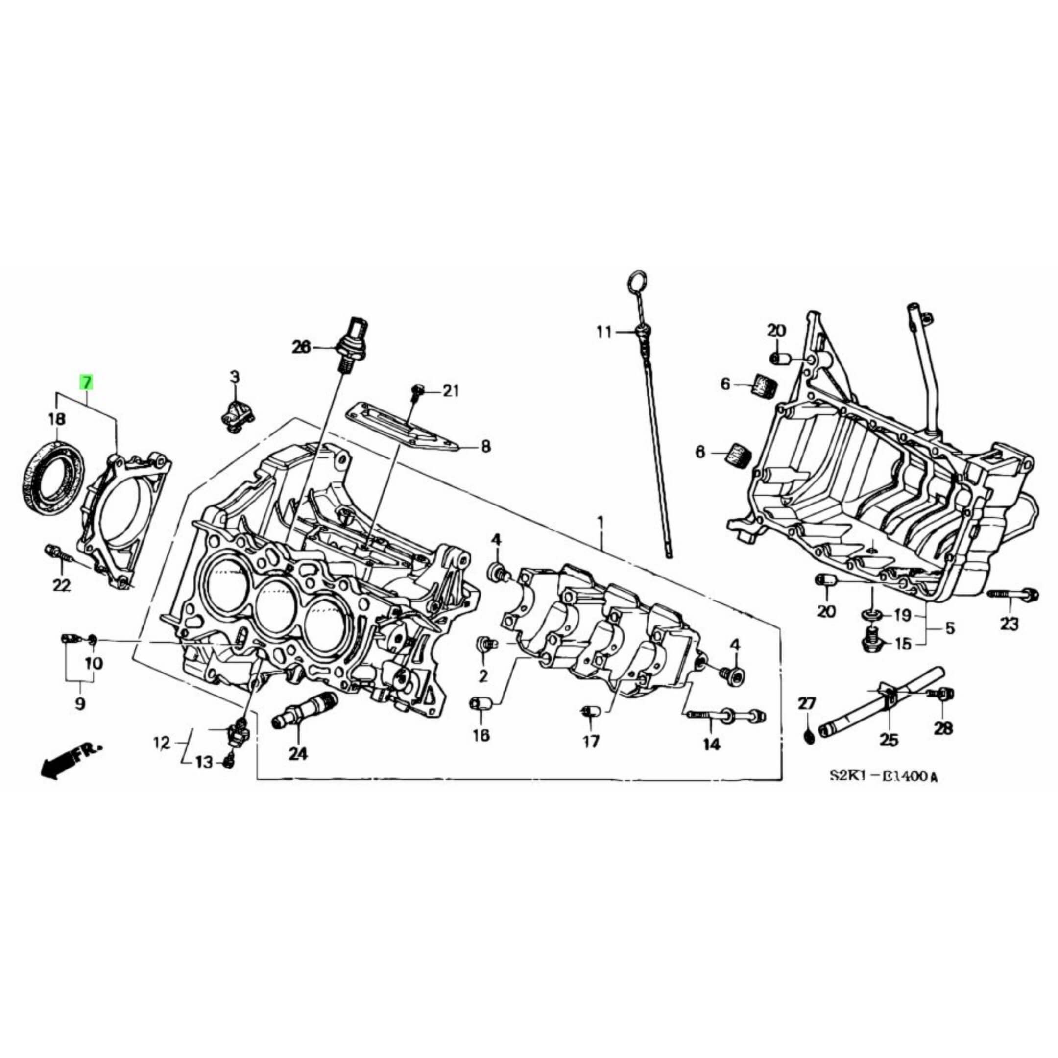 Technical diagram of Rear Main Seal & Housing for Honda Acty Truck HA8, HA9 Models (2009-2022), showcasing detailed components and assembly layout.