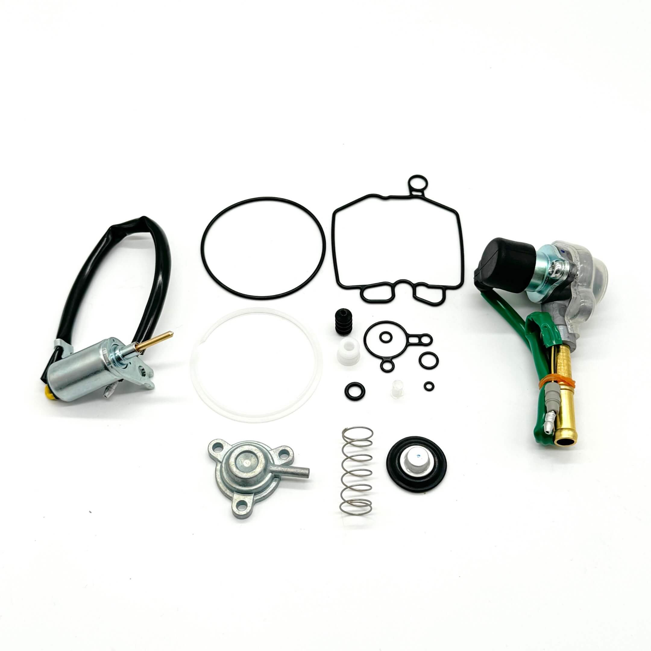 Complete carburetor rebuild kit for Honda Acty Truck HA3, HA4 models 1990-1999 including air vent cut solenoid, slow cut fuel solenoid, diaphragm set, and gasket repair components