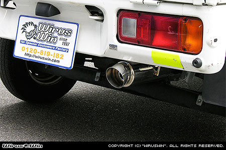 Wirus Win Compact Muffler Sports Type in stainless steel for Honda Acty Truck GBD-HA6 Model, 1999-2010, featuring a sleek design and durable construction.